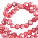 Faceted glass beads 3x2mm disc Bonfire red-pearl shine coating